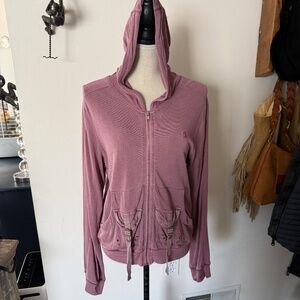Vintage DA-NANG Gauzy Purple Sweatshirt Zip L